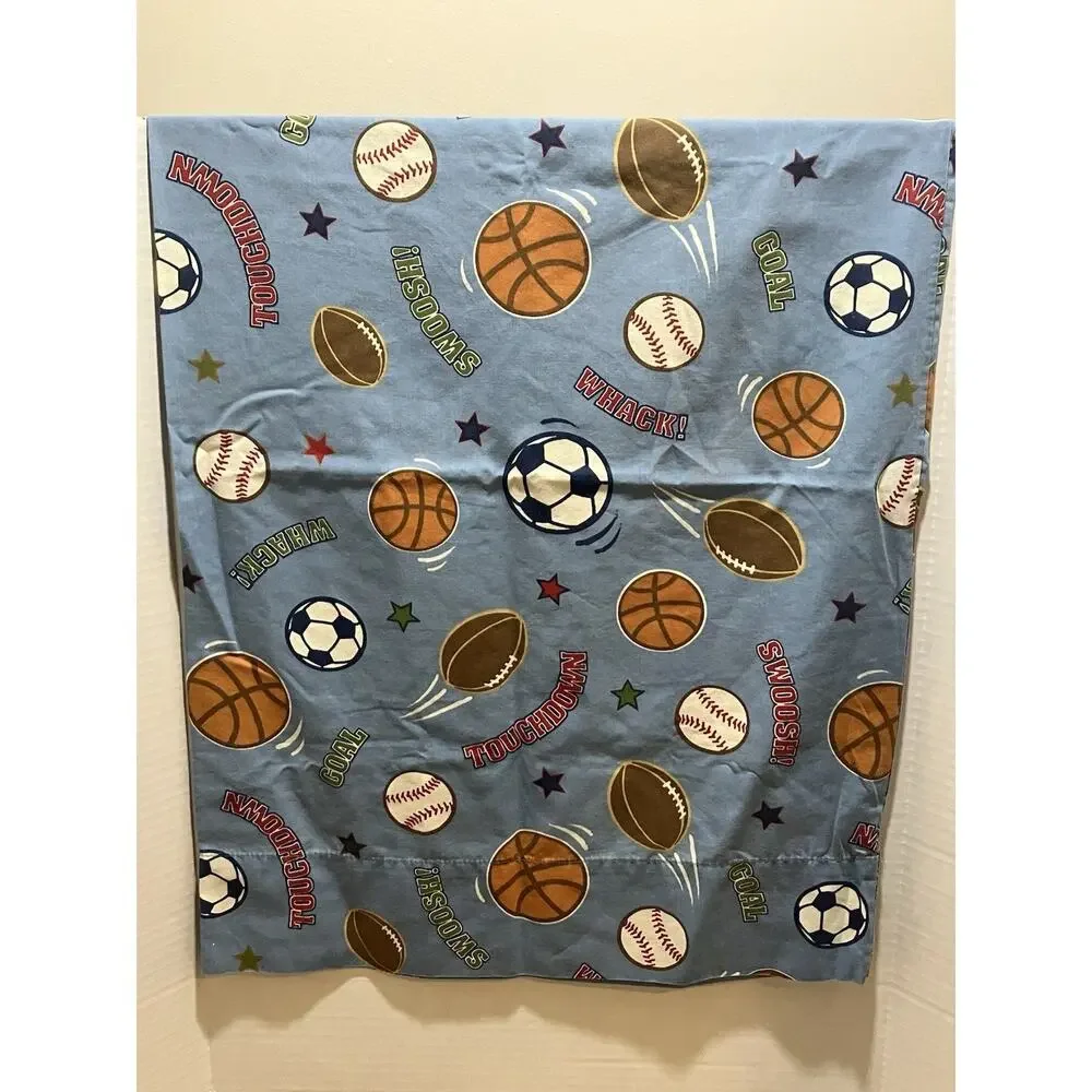Circo Twin Sheet Set Full Fitted Pillowcase Sham Blue Sports Theme Kids Room